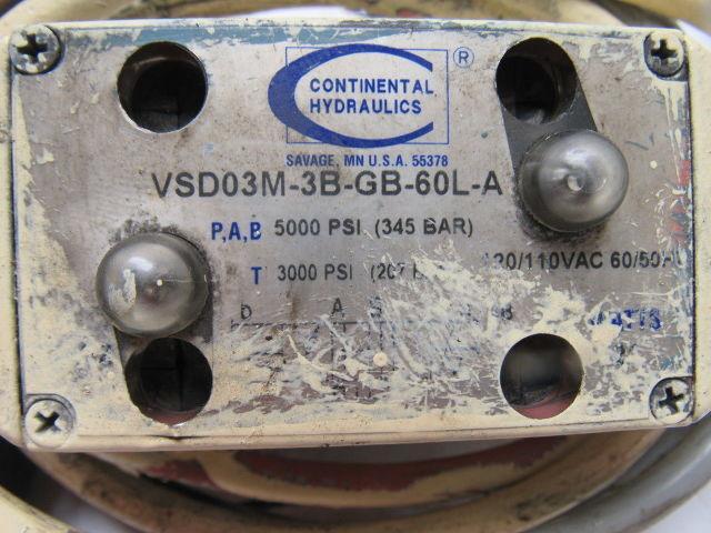 Continental Hydraulics VSD03M-3B-GB-60L-A Solenoid Directional Valve 300PSI 120V