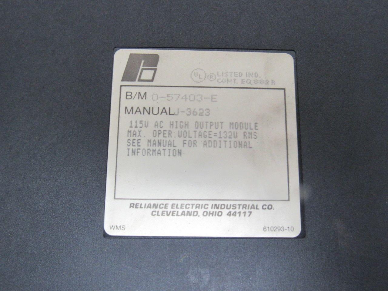 Reliance Electric 57403-E 115V AC High Output Module Card PLC