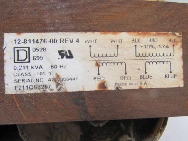 Square D 12-811477-00 Rev 4 0.211KVA Dry type Transformer