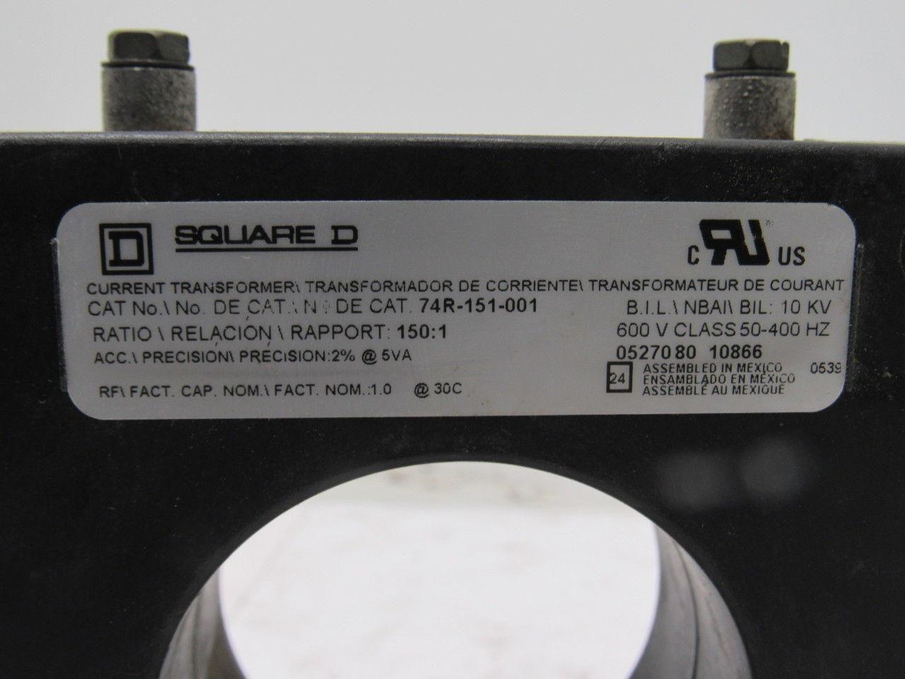 Square D 74R-151-001 Current transformer Ratio 150:1 600V 50-4000Hz