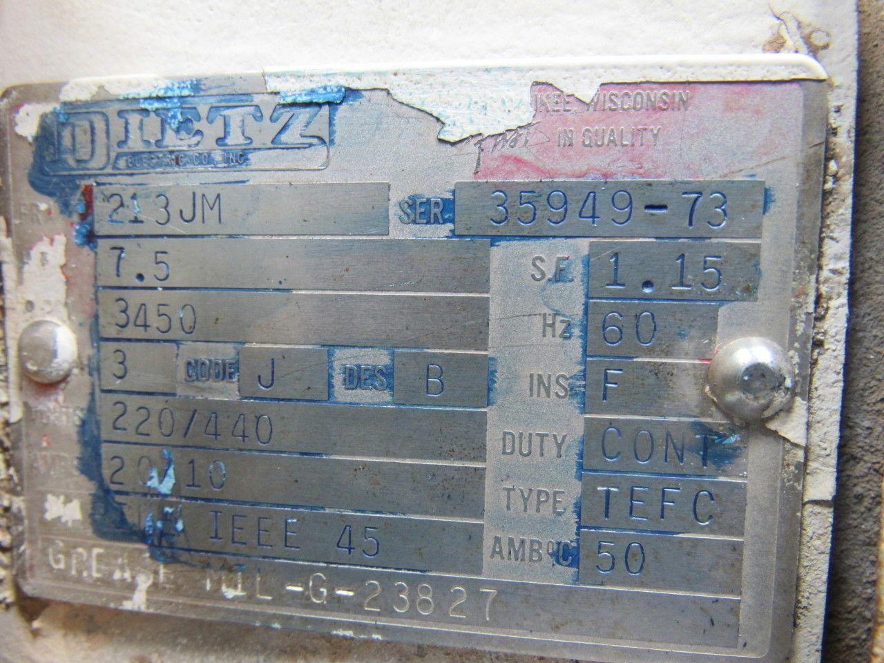 Dietz Ampco 7.5Hp 3450RPM 220/440V 3Ph 2" x 1-1/2" ZC2 Flange Centrifugal Pump