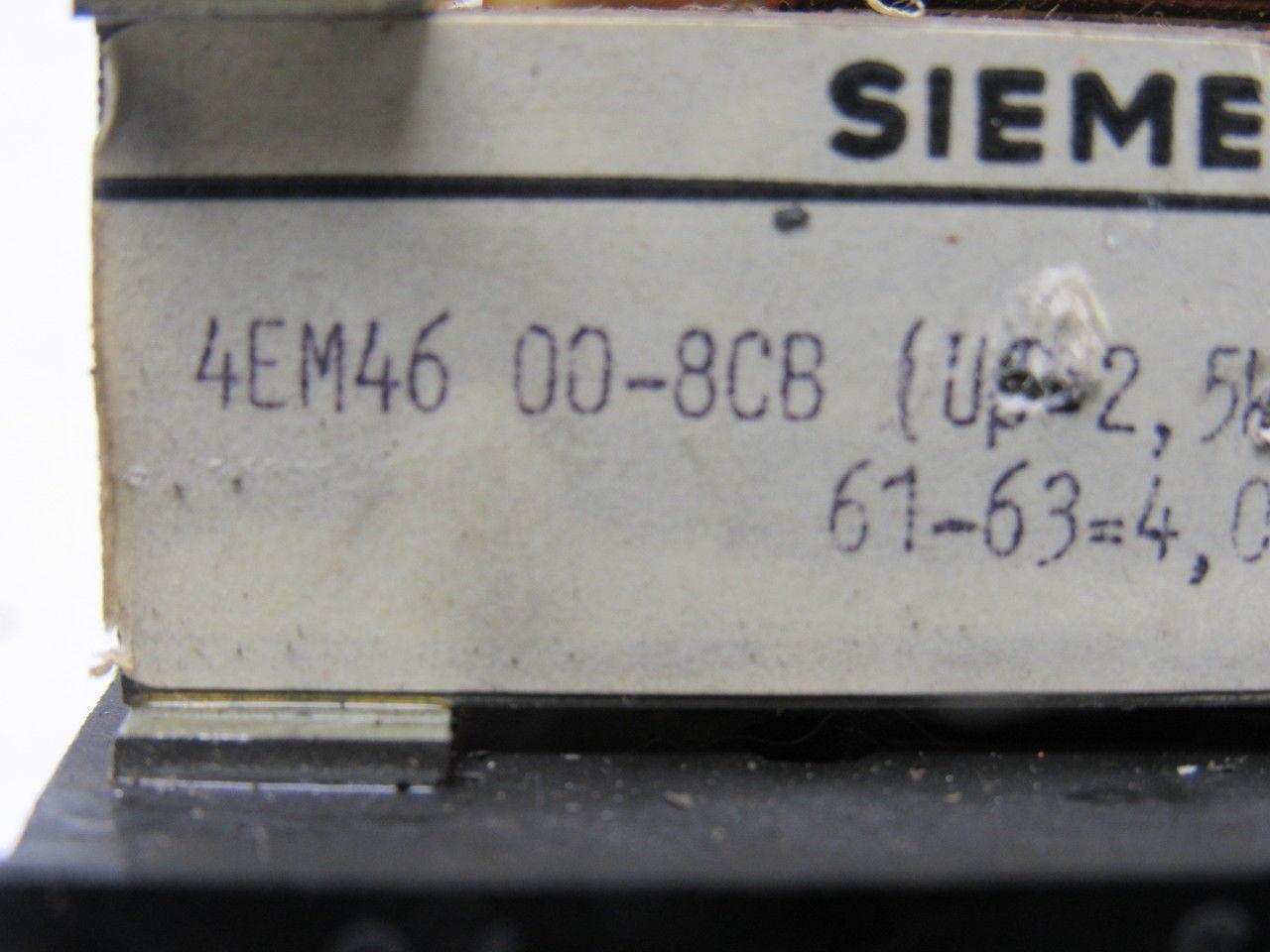 Siemens 4EM46 00.8CB Single Phase Transformer 50/90Hz-T40/E