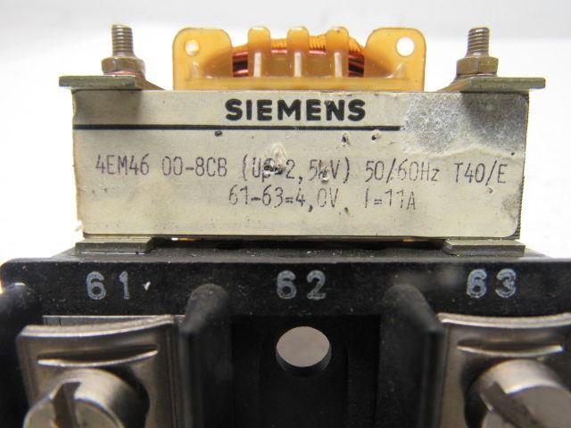 Siemens 4EM46 00.8CB Single Phase Transformer 50/90Hz-T40/E