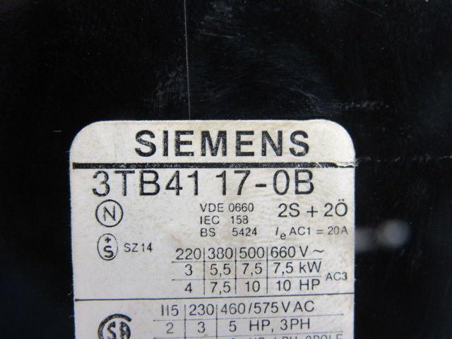 Siemens 3TB4117-0B Contactor 120V Coil