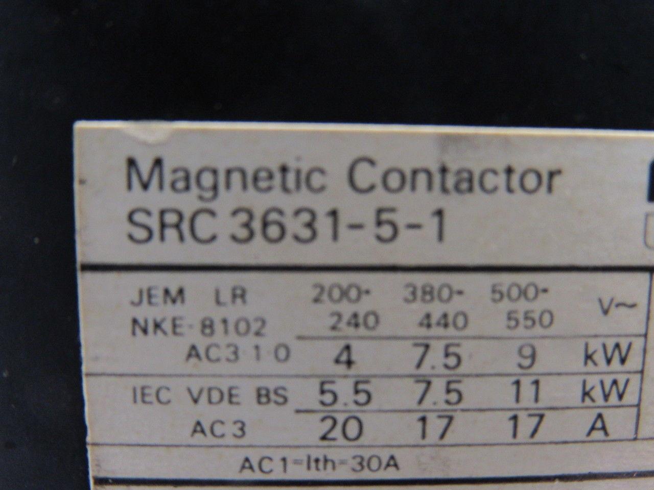 Fuji SRC3631-5 Magnetic Contactor 100/110V Coil 5 Pole