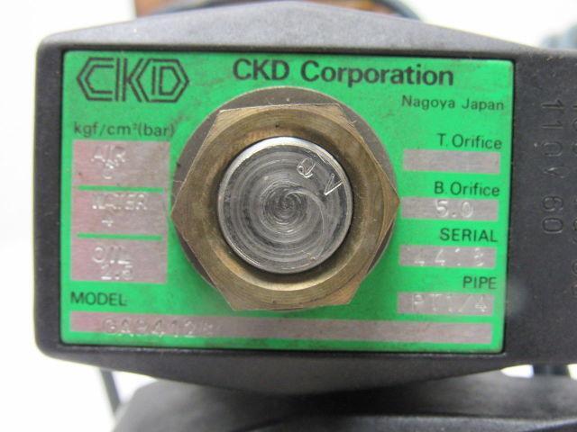 CKD GAB4126 3 Port Solenoid Valve Air /Water/Oil 1/2" x 1/4" NPT Ports 100/110V
