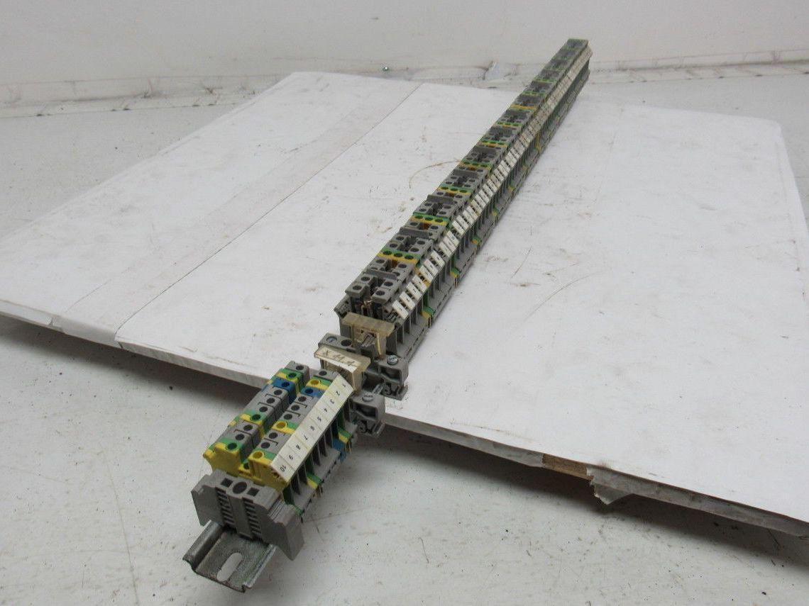 Kems Type UK16 Terminal Block 1 din Rail W/13 Grounds & 52 Gray