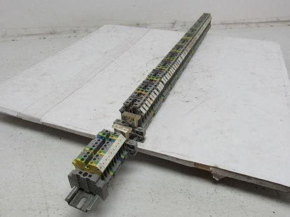 Kems Type UK16 Terminal Block 1 din Rail W/13 Grounds & 52 Gray