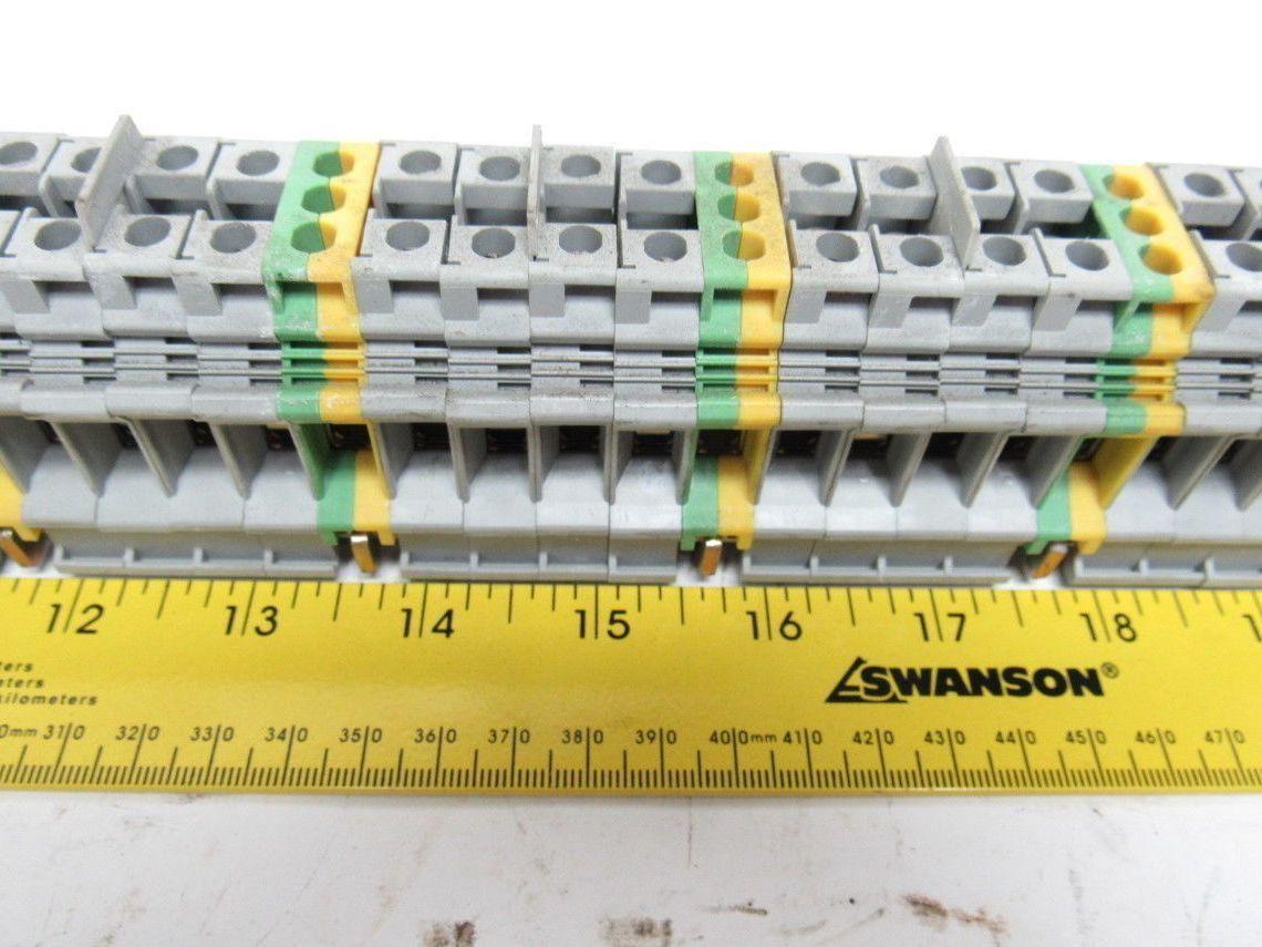 Kems Type UK16 Terminal Block 1 din Rail W/13 Grounds & 52 Gray