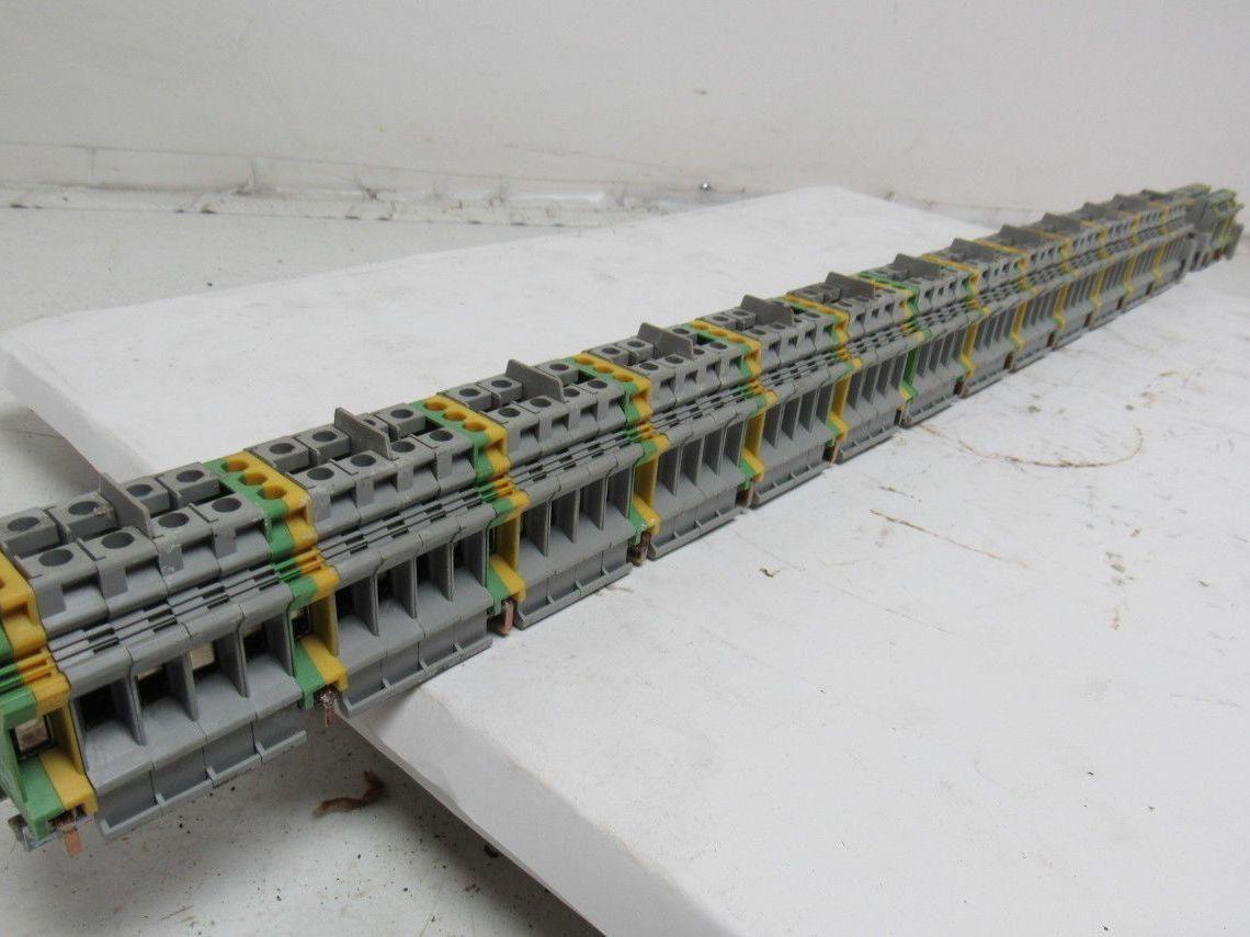 Kems Type UK16 Terminal Block 1 din Rail W/13 Grounds & 52 Gray