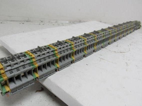 Kems Type UK16 Terminal Block 1 din Rail W/13 Grounds & 52 Gray