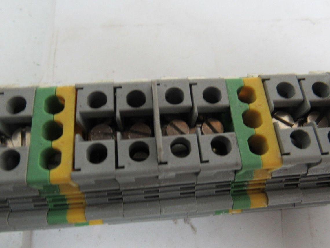 Kems Type UK16 Terminal Block 1 din Rail W/13 Grounds & 52 Gray