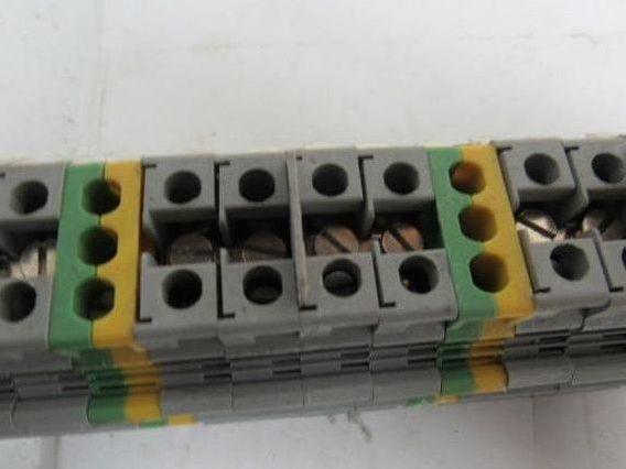 Kems Type UK16 Terminal Block 1 din Rail W/13 Grounds & 52 Gray