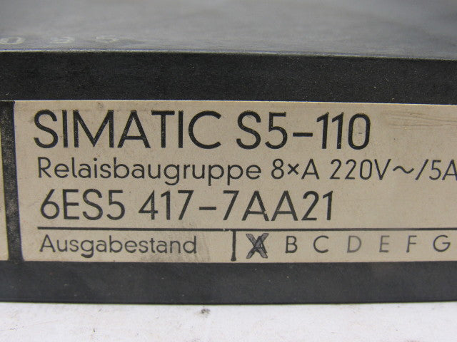 Siemens Simatic S5-110 6ES5 417-7AA11 Relay Module Assembly Card