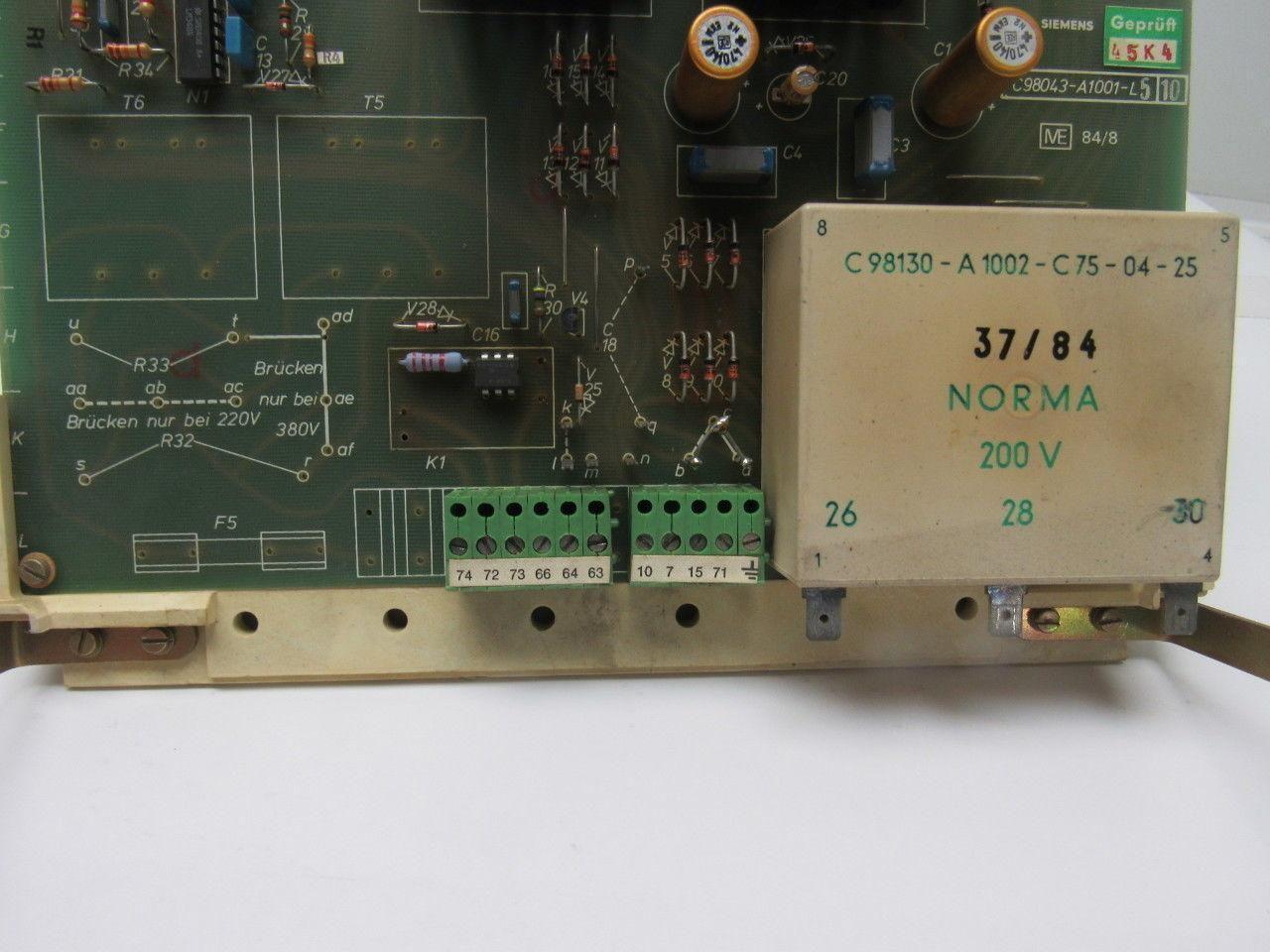 Siemens C98043-A1001-L5 10 Circuit Board Card PLC