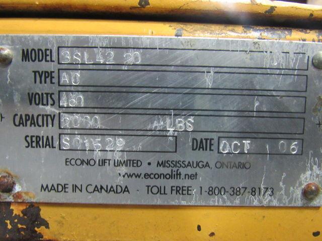 Econo Lift 3SL42 2000Lb. Hydraulic Scissor Lift Table 66"x48" Top 8"-52"Ht 3Ph