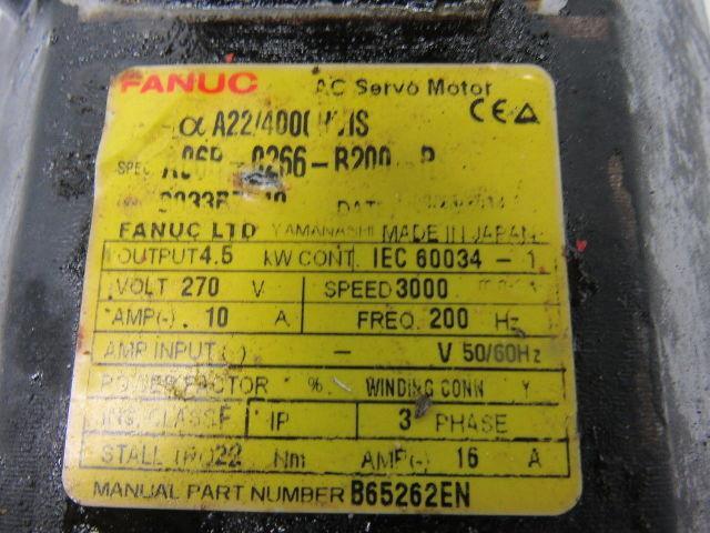 Fanuc A06B-0266-B200 AC Servo Motor 3000RPM 400-480V 4.5KW