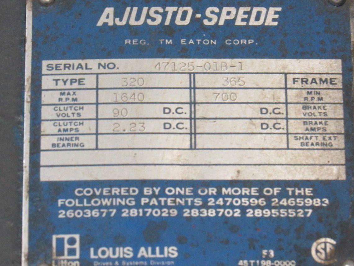 Louis Allis 4204901001 75Hp 1770RPM 460V 90VDC Ajusto-Spede 700RPM Motor Drive