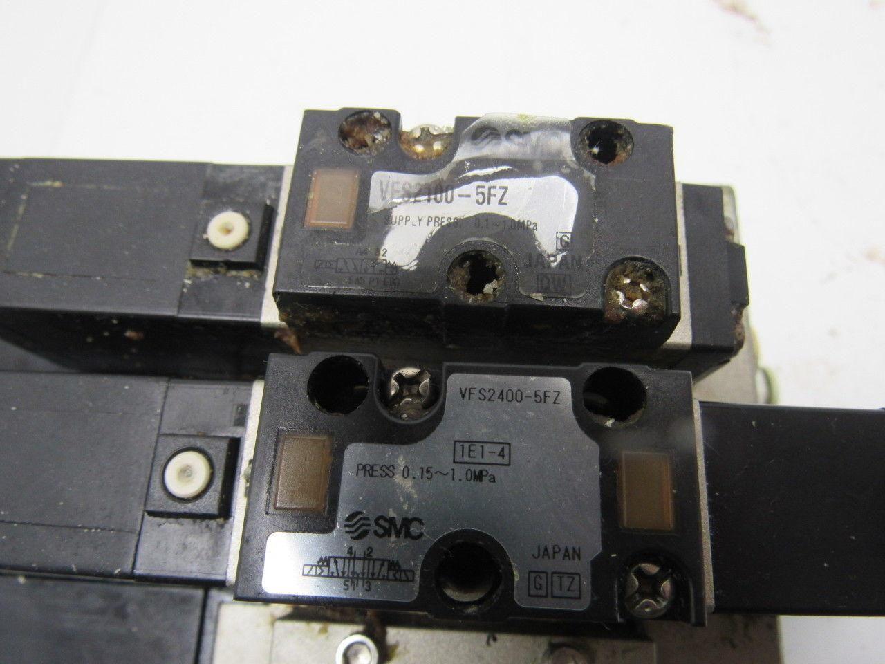SMC VSF2100-5FZ VFS2400-5FZ (4) Slot Control Block w/(3) Valves