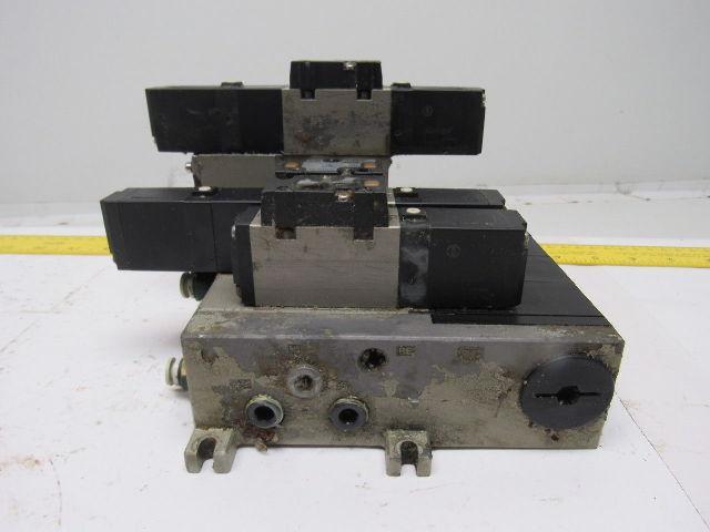 SMC VSF2100-5FZ VFS2400-5FZ (4) Slot Control Block w/(3) Valves