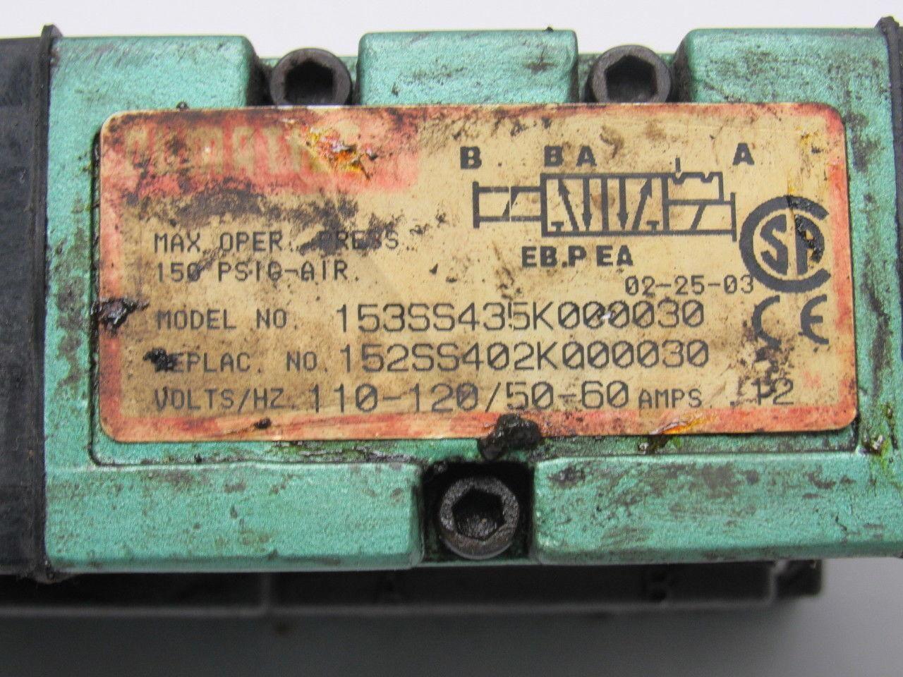 Numatics 153SS435K000030 Pneumatic Solenoid Valve w/Solenoid Block