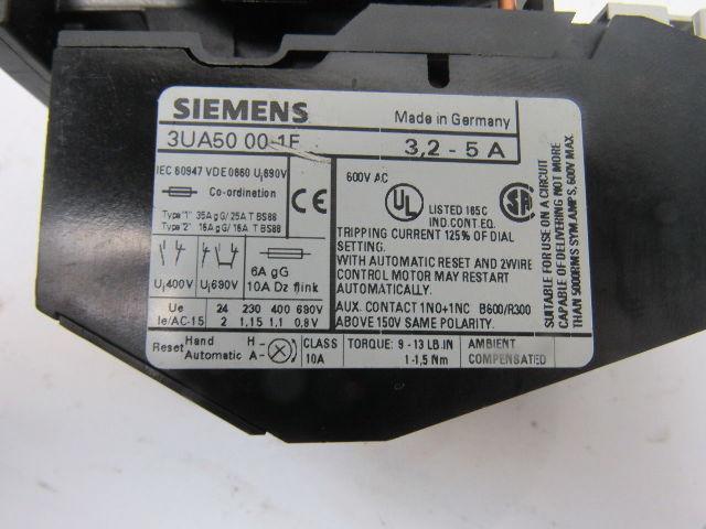 Allen Bradley 3TF4010-0A Contactor W/3UA50 00-1F 3.2 to 5A Overload Relay