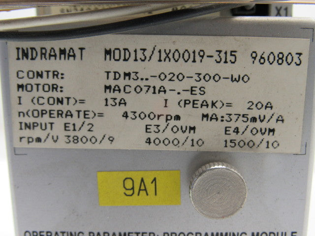 Indramat MOD13/1X0019-315 TDM3-020-300-WO 4300RPM AC Servo Controller