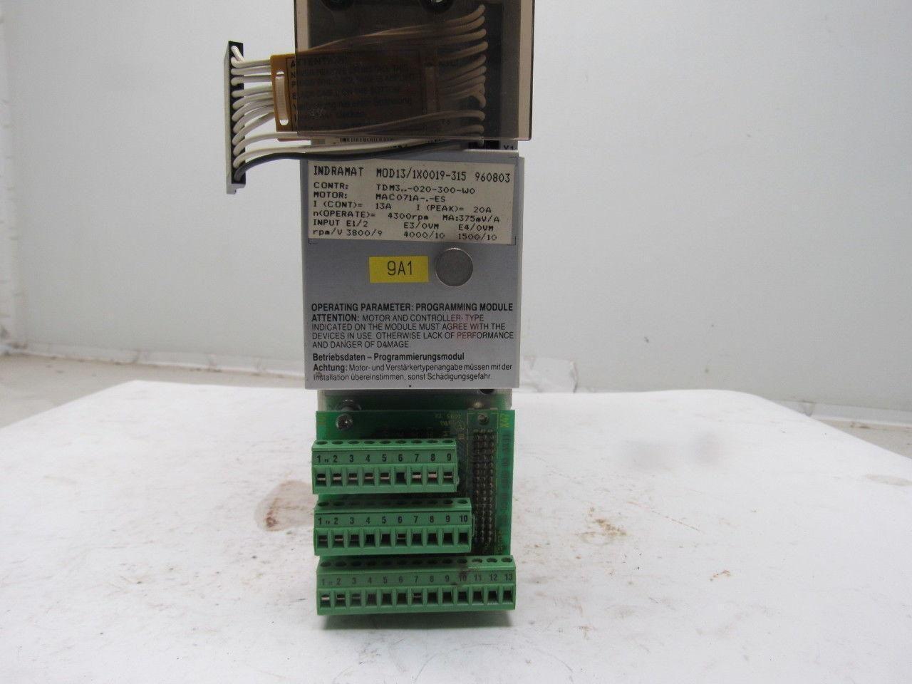 Indramat MOD13/1X0019-315 TDM3-020-300-WO 4300RPM AC Servo Controller