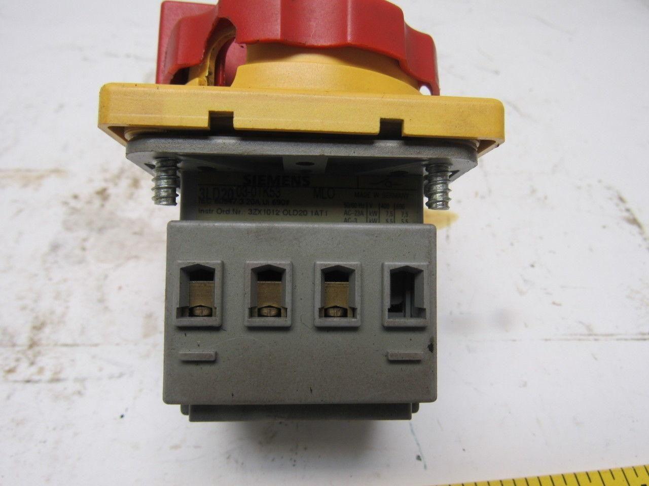 Siremens 3LD20 Disconnect Switch 3 Pole 690V 16A