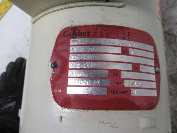 Gusher MS3.5-3-100FJ-12-A-TC 1Hp Vertical Coolant Pump 6GPM 84' Head 230/460V