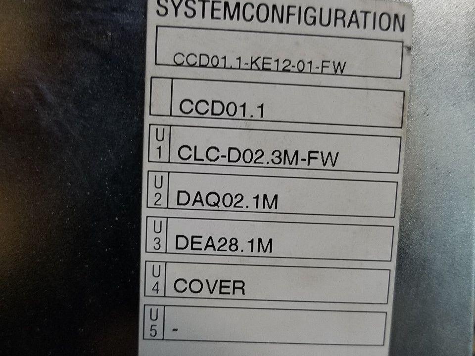 Indramat CCD01.1-KE12-01-FW Controller W/Cards CLC-D02.3M-FW, DAQ02.1M, DAQ02.1M
