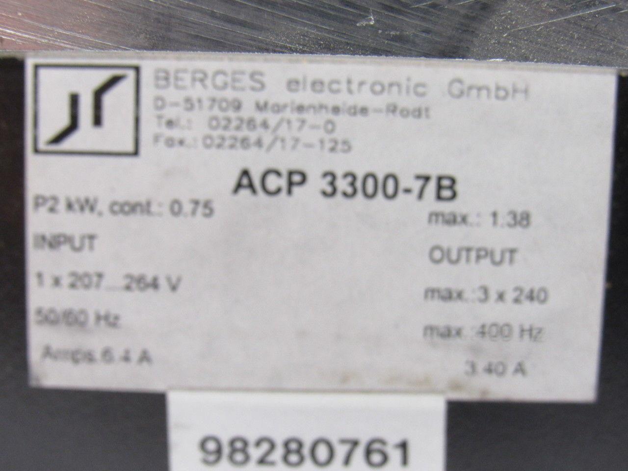Berges ACP 3300-7B Variable Frequency Inverter Drive 1Hp