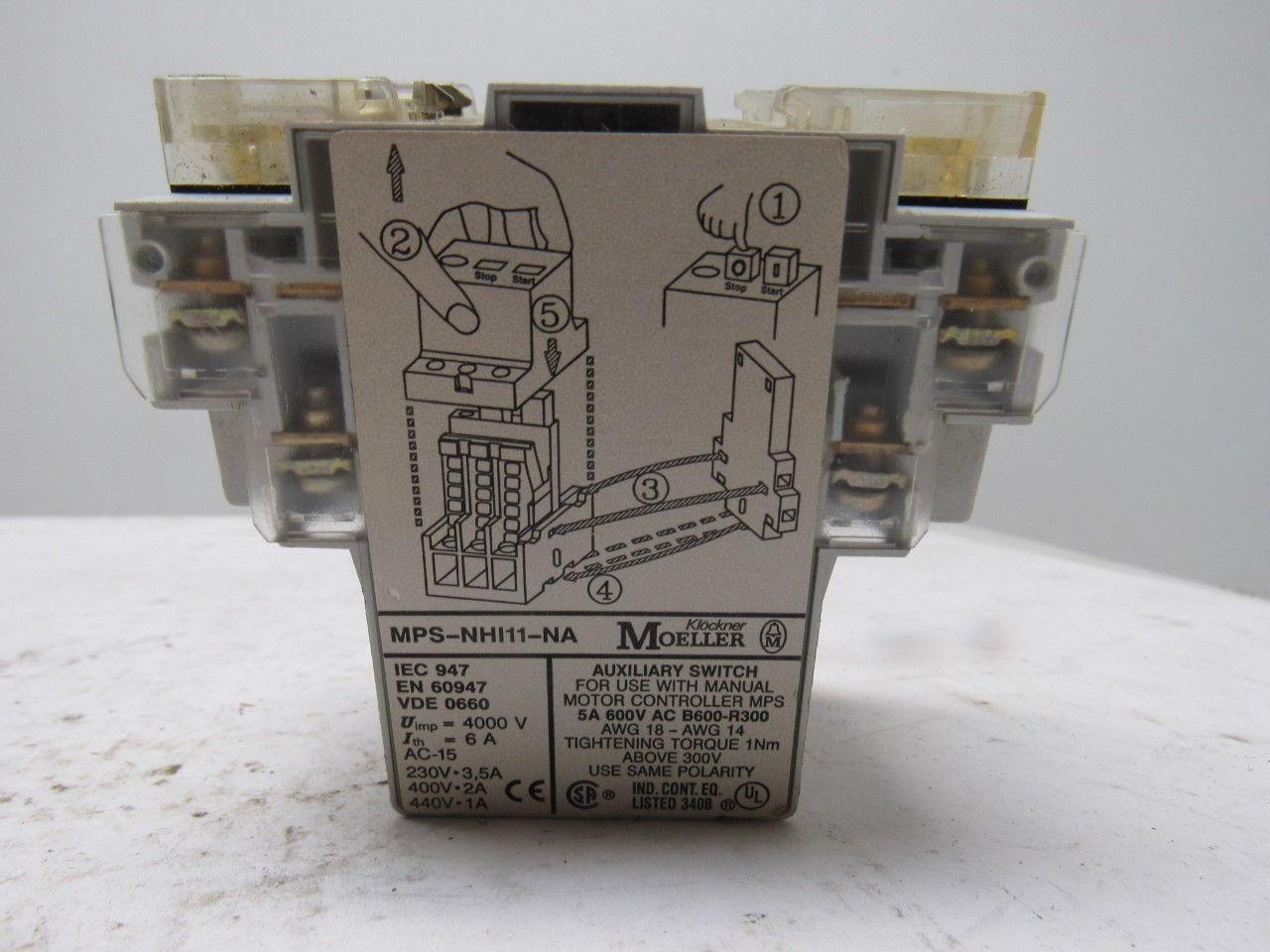 Klockner-Moeller MPS-NHI11-NA MPS-0,4 Thermal Magnetic Circuit Breaker
