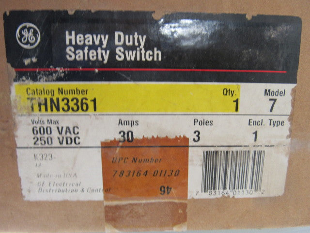 General Electric THN3361 Model 7 600V 30A Non-Fusible Disconnect Safety Switch