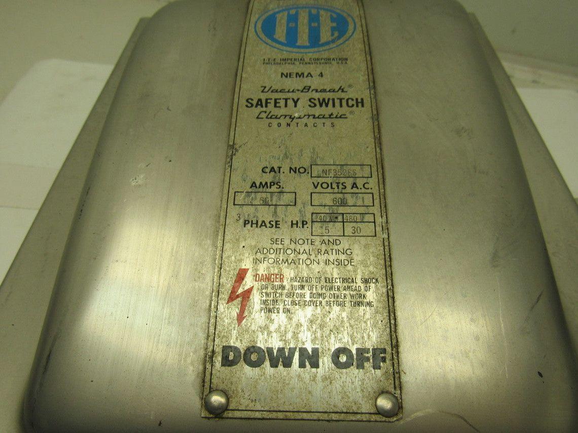 ITE NF352SS 600V 60A Stainless Steel Non Fused Stainless Steel Safety Switch