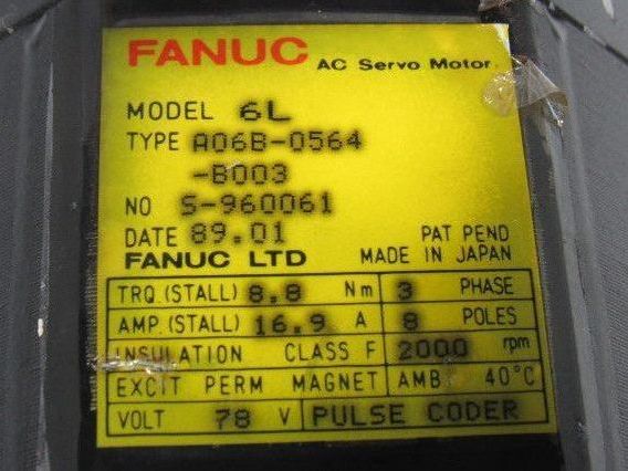 Servo A06B-0564-B003 6L 8.8Nm Stall Torque 78V 2000RPM AC Servo Motor
