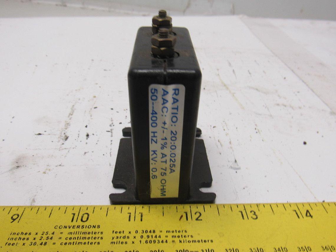 American Autoguard E-CT-020 Power Transformer Ratio: 20:0 .025A 50-400Hz KV:0.6