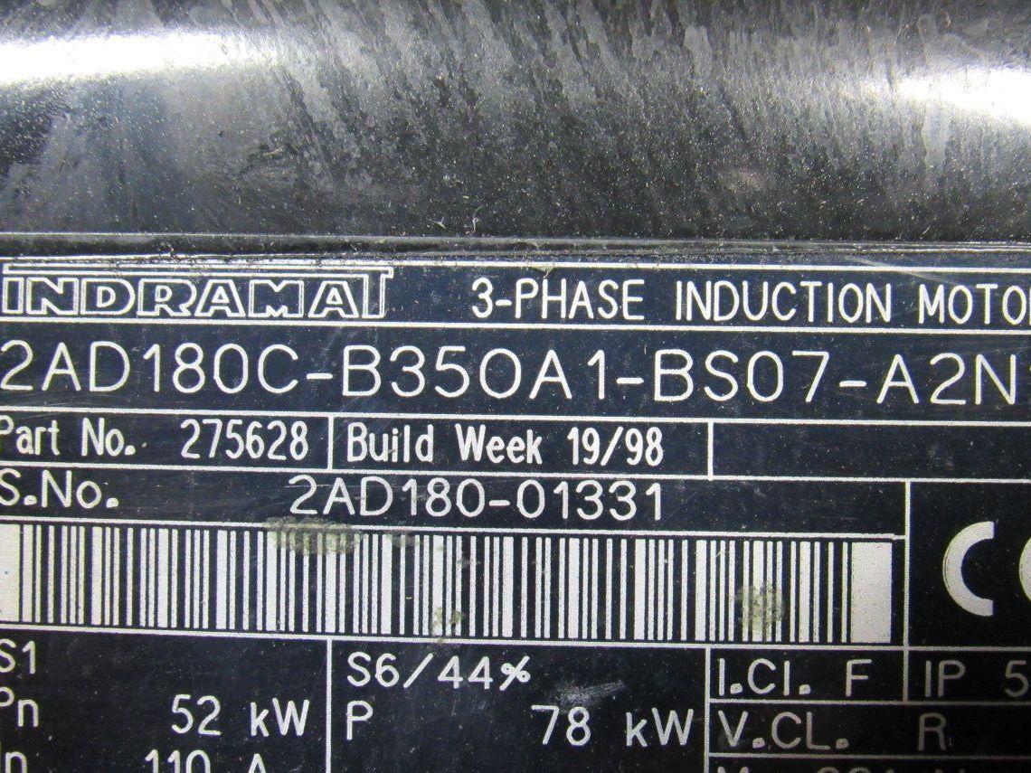 Indramat 275628 2AD180C-B35OA1-BS07-A2N1 Induction Servo Motor 3 Phase