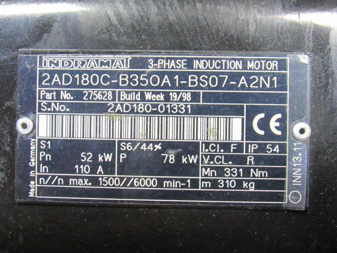 Indramat 275628 2AD180C-B35OA1-BS07-A2N1 Induction Servo Motor 3 Phase