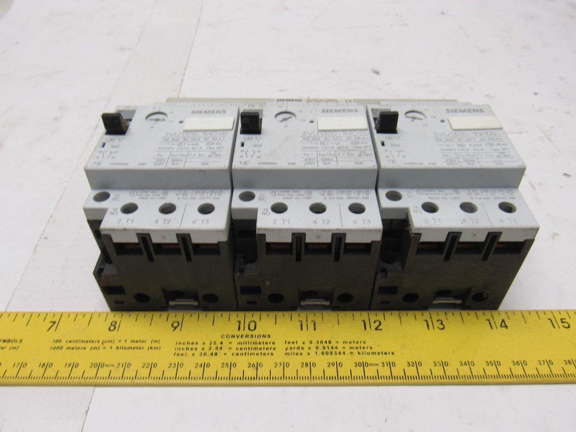 Siemens (1) 3VU1300-1NH00 & (2) 3VU1300-1MG00 Motor Starter W/Buss Connector