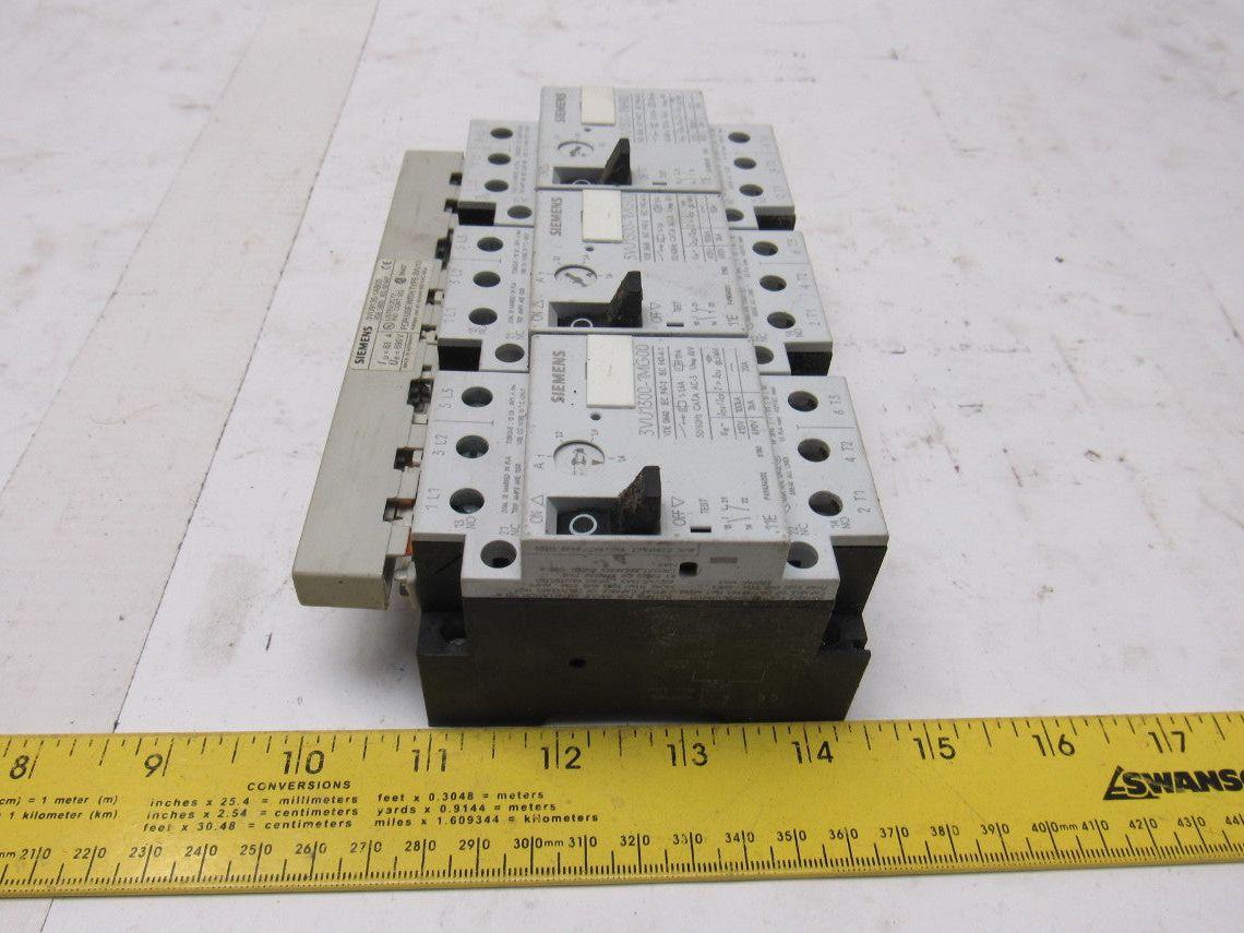 Siemens (1) 3VU1300-1NH00 & (2) 3VU1300-1MG00 Motor Starter W/Buss Connector