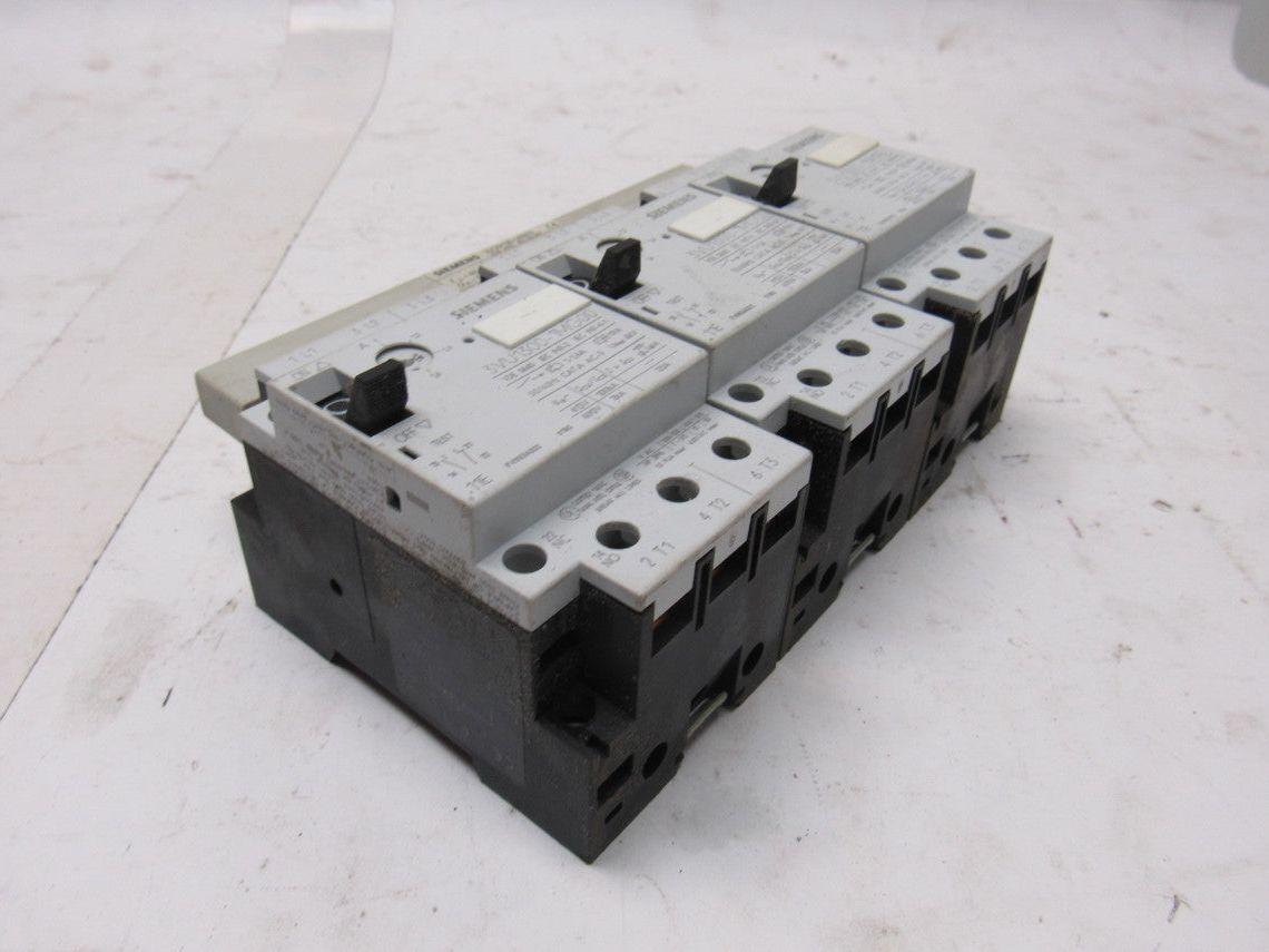 Siemens (1) 3VU1300-1NH00 & (2) 3VU1300-1MG00 Motor Starter W/Buss Connector