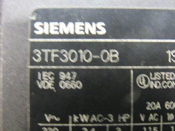 Siemens 3TF30 10E 3TF3010-0B Contactor 24VDC Coil 4 Pole