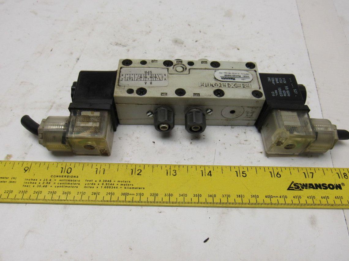 Rexroth R432016668 5/3 Position Exhaust Center Solenoid Valve 110V Coil