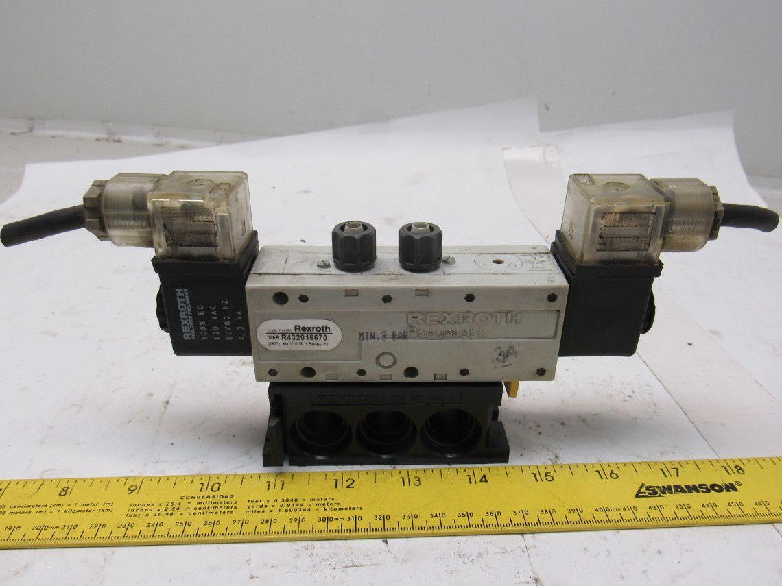 Rexroth R432016670 5/3 Position Closed Center Solenoid Control Valve 120V Coil