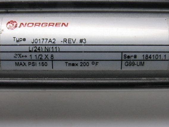 Norgren J0177A2 Rev #3 Pneumatic Tie Rod Cylinder 1-1/2" Bore 7-5/8" Stroke