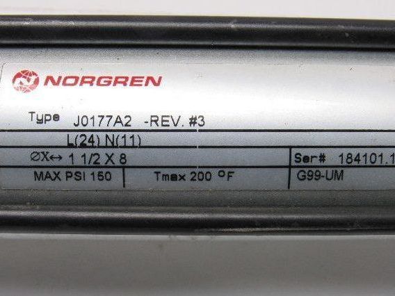 Norgren J0177A2 Rev #3 Pneumatic Tie Rod Cylinder 1-1/2" Bore 7-5/8" Stroke