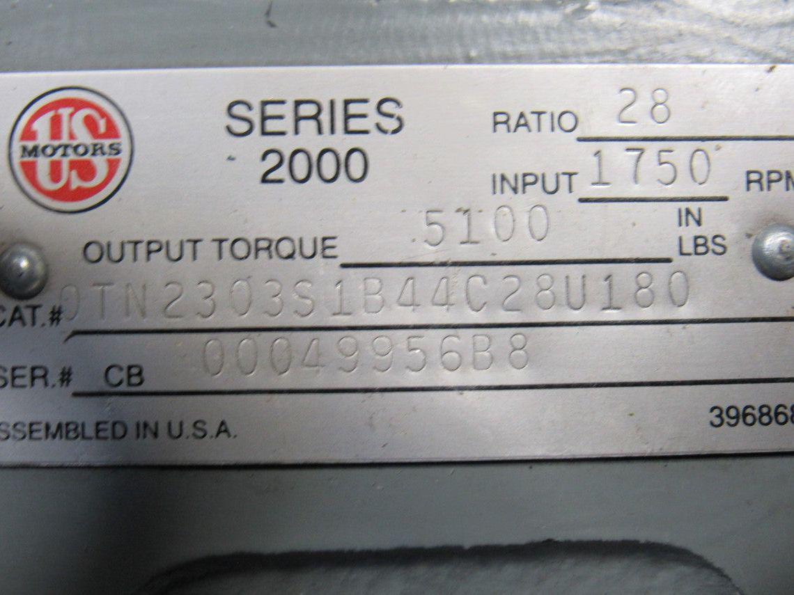 Us Motors Series 2000 28:1 Ratio 1750RPM 62.5 Output Thru Shaft Gear Reducer
