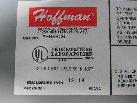 Hoffman A-806CH 8"x6"x3-1/2" Electrical Enclosure