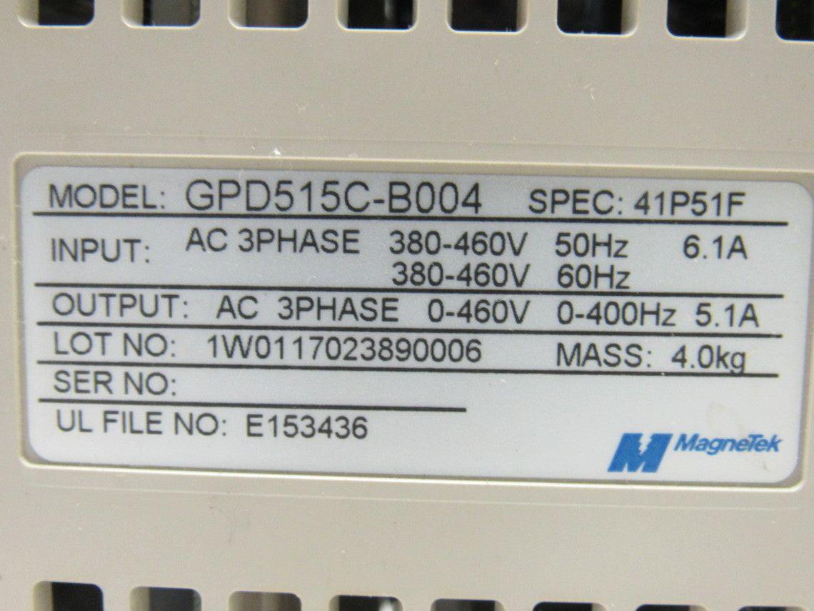 Magnetek GPD 515C-B004 Variable Speed AC Drive 0-400Hz 5.1A 3 Phase